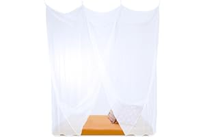 ‎SUMKITO Sumkito Moskitonetz Einzelbett weiß Mückennetz eckig Bettvorhang 1 Eingang Insektenschutz