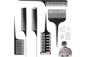LYJOW 6 Pezzi Pettine Per Meches Set Comb Per Tinta Capelli Pettine Balayage Peine a Coda Professionale Antistatico Pettine Iro Comb Per Colorazione Evidenziazione Micro Intrecciatura Adatto Uomini Donne