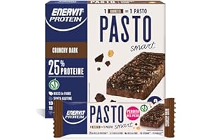 Enervit Protein Pasto Crunchy Dark, Barretta Proteica Sostitutiva del Pasto, Gusto Cioccolato Fondente, Per il Controllo del Peso, 1 Barretta=1 Pasto, VeganOK, Senza Glutine, 6 Barrette da 55g