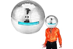 DOEDOEFONG Disco-Kugelhelm, Partyhut, blinkend, bis zu, Disco-Ball-Helm mit versenkbarem Visier, Disko-Helme, Spiegelglas, Glitzer, tolle Helme für DJ Club Bar Party