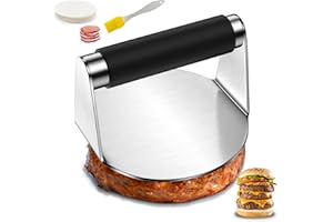 Amroicus Pressa per Hamburger da 5,5 Pollici con Manico in Silicone, Pressa Burger in Acciaio Inossidabile, Rotondi Stampo per Burger Antiaderente per Padella, Smash Burger per Patty, Cucina e BBQ