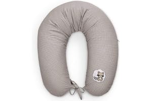 sei Design Stillkissen 170x30 cm Füllung EPS Mikroperlen, Schwangerschaftskissen SEitenschläferkissen Perlenfüllung Bezug 100% Baumwolle Waschbär