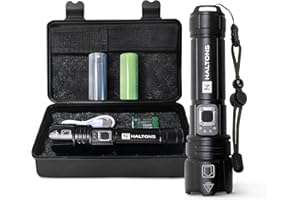 Haltons 10,000 Lumens Rechargeable Torch - Waterproof, Tactical, LED, Super Bright, USB-C Charging, Powerful Flash Light, Durable with Versatile Modes & SOS Mode - Ideal for Camping, Hiking & More