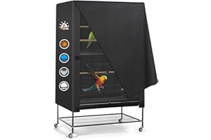 Zettum Funda para Jaula de Pájaros – Funda de Tela 600D para la Noche, Resistente e Impermeable, Accesorio Antidecoloración para Periquitos, Loros, Cacatúas y Otros Pinzones – 19 x 19 x 40 Pulgadas