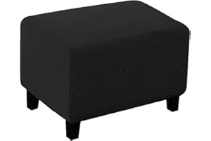 POHOVE Rechteckiger Fußhocker, Stretch, Ottomanen-Schonbezug, elastischer Fußhocker-Schutz, Fußstützen-Bezug, Größe S/M/L