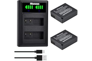Hisewen DMW-BLG10 DMW-BLE9 Batterie 2Pcs, Double Chargeur pour Panasonic DC-GX9, DC-LX100 II, DMC-GX80, GX85, DMC-ZS60, ZS100, TZ100, DC-TZ90, TZ202, DC-ZS200, DC-ZS70