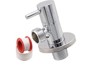 AERZETIX - C74943 - Robinet d'arrêt équerre 1/2x1/2" avec rosace et joint PTFE - en laiton et revêtement nickelé - vanne l'eau potable sanitaire raccord lavabo salle de bain cuisine