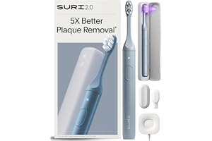 SURI 2.0 NEW Sonic Electric Toothbrush with Pressure Sensor & UV-Cleaning Travel Case |1 month+ Battery | Designed in London 