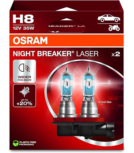 Osram 64212CBI-HCB Cool Blue Intense H8 Halogen Headlight Bulbs - 2 Pack, Xenon-Look White Light