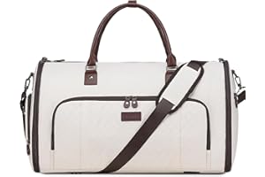 Suit Carrier Bag Travel Garment Bags, Vessgra Carry On Garment Bag Suit Bags for Women, 2 in 1 Convertible Garment Duffle Bag with Shoes Compartment (Beige)