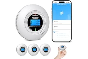 PHYSEN 2-in-1 WLAN Smoke and CO Detector, Smoke Detector and Carbon Monoxide Detector with High Precision LCD Digital Display, Test Button and Replaceable Battery, EN14604 & EN50291 Standard