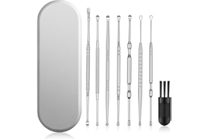 BUTBU Zestaw do czyszczenia uszu, 8 szt. Narzędzia do czyszczenia uszu ze stali nierdzewnej, ze schowkiem, higieniczny środek do czyszczenia uszu wielokrotnego użytku dla dorosłych i dzieci - srebrny