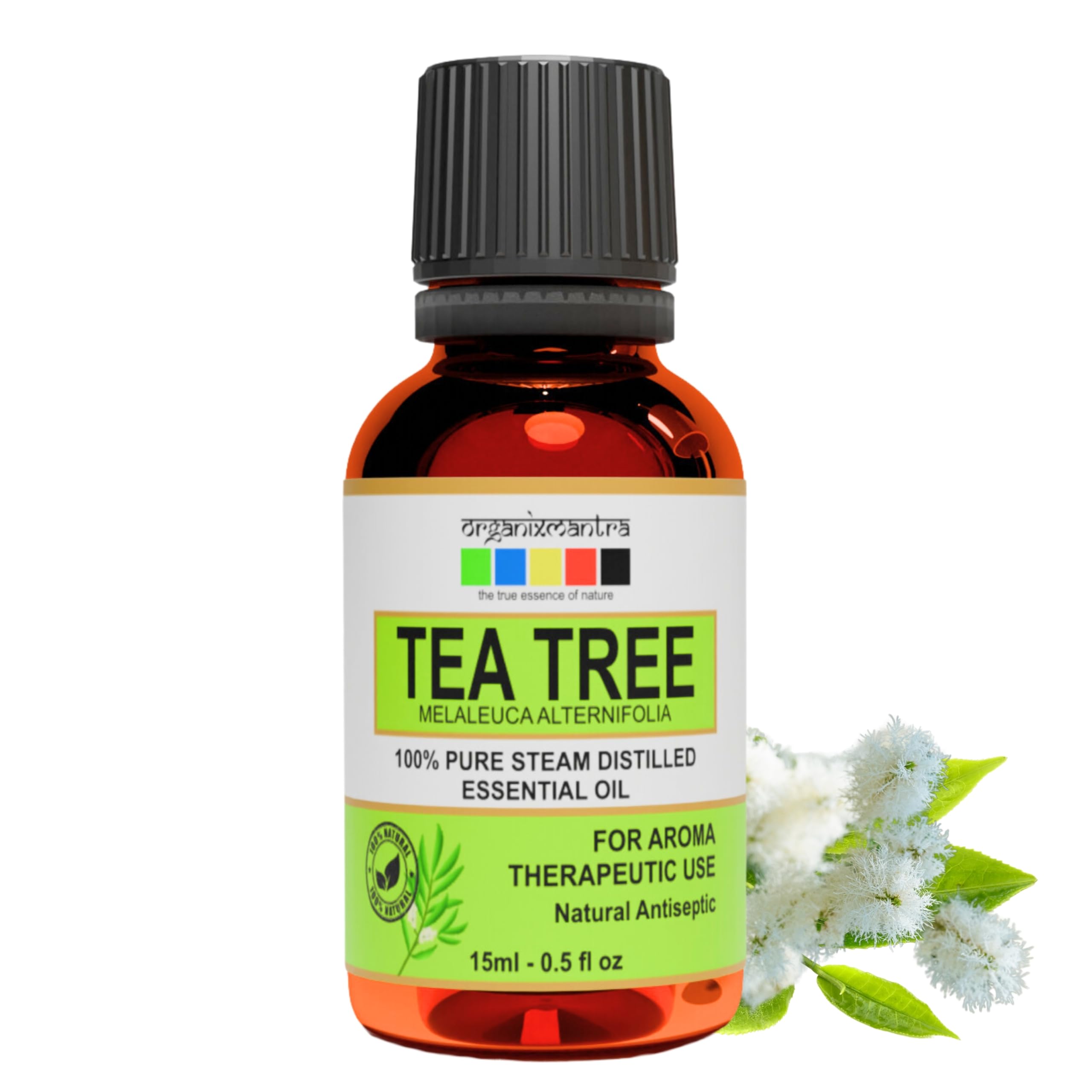 Organix Mantra Tea Tree Oil for Skin, Fuller Hair & Healthy Toenails - 100% Pure Natural & Steam Distilled Oil - 15ML