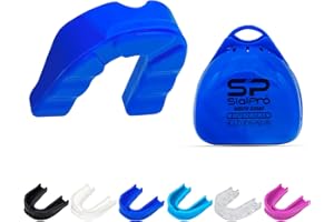 SialPro Mouth Guards for Boxing Men Adult Youth Junior Mouldable Mouthpiece Slim Fit Boil and Bite Gum Shield with Case MMA Hockey Rughby Basketball Judo Karate Martial Arts (Blue, Adult)