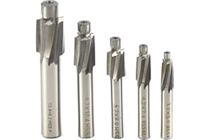 BIGP 5 Stück Senker Schaftfräser, Flachsenkersatz, Cutter Slot Bohrer CNC Drehfräser Set Werkzeug M3 M4 M5 M6 M8 4 Flöten HSS-AL für Kupfer, aluminium, stahl, gusseisen (Grau)