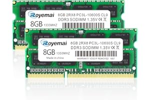 D DUOMEIQI PC3-10600s DDR3 1333 RAM 16GB Kit (2 x 8GB) DDR3L 2Rx8 1.35V CL9 Sodimm Memory for Notebook Laptop