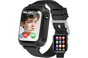 kaacly Reloj Inteligente Niño 4G, GPS Smartwatch Niños con Teléfono Videollamadas HD Chat Familiar SOS, IP68 Resistente al Agua, Smartwatch Regalos 6-13 años