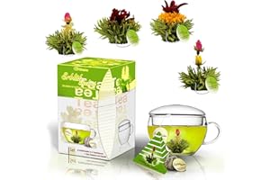 Creano Set Regalo Fiori di Tè Verde "Tèlini" – 8 Tè Fiorito con Tazza da 200ml – Ideale per Bere in Tazza, Esperienza Gourmet, Perfetto Regalo