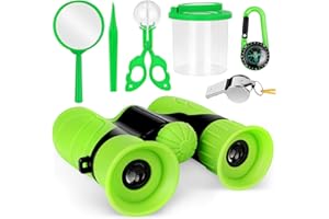 BEE&FLOWER Kit Esploratore Bambini| Binocolo Bambini 8x21| Lente Ingrandimento Bambini| Bussola Bambini| Giocattoli da Esploratore| Regalo per Bambino e Bambina| Giochi di Esplorazione per Bambini 4 5 6 7 8 Anni
