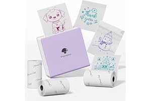 Phomemo Mini Printer for Smartphone and Tablet, M02 Sticker Printer for Kids, Bluetooth Photo printer, Mini Portable Thermal Bluetooth Pocket Maker for Learning, Bullet Journal, Receipt, Purple