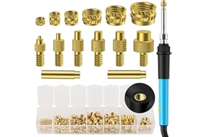 Insert Fileté, Preciva Jeux d'embouts à Souder Pour Inserts Taraudés, 130 Pièces Inserts Taraudés M2/M3/M4/M5/M6/M8, Fer à Souder pour Insert,Pour Composants d'Impression 3D et Pièces en Plastique