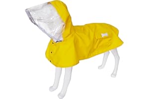 MAMORE Waterproof Dog Raincoat, Adjustable Reflective Lightweight Pet Rain Clothes with Poncho Hood (Yellow, Medium)