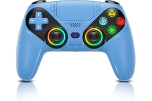 RGB Wireless Controller für PS5, Kompatibel mit PS5 Pro/Slim/PCs, Bluetooth Gamepad mit Rückenpaddel, Touchpad, Dual-Vibration, 6-Achsen-Sensor, Turbo, Makro, 3,5mm Audio-Jack & Lautsprecher - Blau