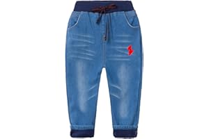 Mud Kingdom Boys' Winter Denim Jeans with Fleece Lining