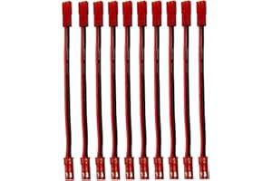 FLY RC 10Pcs RC Model JST 2-Pin Male to Female Connector Plug Extension Wire Cable Harness for Battery RC Model Parts (JST Extension Cable)