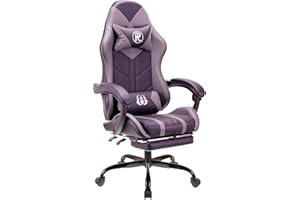 play haha. Chaise de Jeu Chaise de Bureau Chaise pivotante Chaise d'ordinateur Chaise de Travail Chaise de Bureau Chaise Ergonomique Chaise de Course Chaise en Cuir (Gris,avec Repose-Pieds)