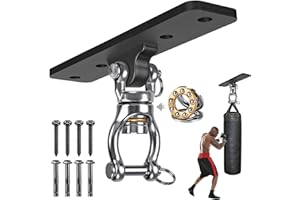 Kipika Soporte de acero resistente para saco de boxeo, montaje en pared de techo, soporte de gancho de madera para boxeo, kickboxing y equipo de fitness en casa