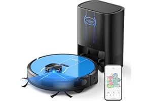 Laresar Clean L6 NEX Robot Aspirateur Laveur avec Navigation LiDAR 360°, Station d'auto-vidage 3L, 5 Cartes Modifiables, Aspirateur Robot 3-en-1 pour Poils d'animaux, APP/Alexa/Google Home (Bleu)