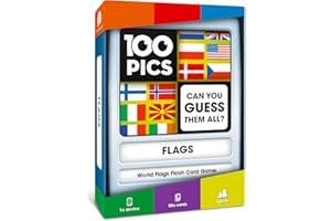 100 PICS Flags of The World Travel Game - Learn 100 Country Flags | Flash Cards with Slide Reveal Case | Geography Card Game, Gift, Stocking Filler | for Kids and Adults | Ages 6+