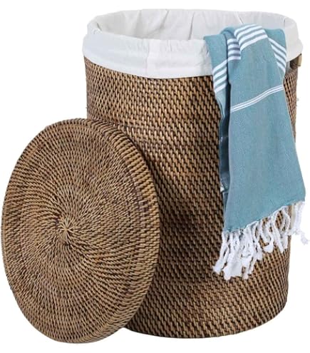 Sweet Living Rotan Wasmand Naturel 50x35xH65 cm Opbergen Wit Sweet Living Rotan Wasmand Naturel 50x35xH65 cm Opbergen Wit