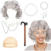 WIG ME UP Perücke ‚Königin Prinzessin Fee‘ – Graue Locken, Mit Tiara, Für Karneval & Halloween