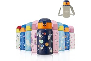 Autsel 400 ML Borraccia Bambini Acciaio Inox con cannuccia Bottiglia Termica per Bambini a doppia parete senza BPA Bottiglia Acqua a prova di perdite, Spazioa