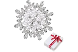 LINJINDE Fiore spilla glitter con perle e strass per donna donne e ragazze, abito da sposa color argento glitterato bouquet da sposa spille da sposa spille con madreperla gioielli moderni regalo per vestiti