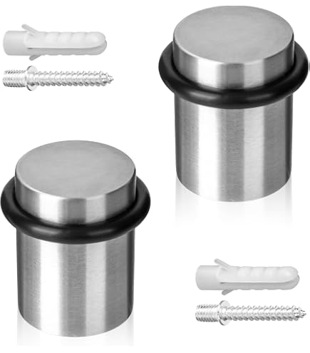 Fermaporta A Pavimento In Acciaio - Set Da 2, Base In Gomma Antiscivolo, Per Casa, Ufficio, Scuola - copertina