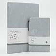 COMMA | Velvet Series | Combo A5 Size & A6 Pocket Size with Pen | Flexible Bound Notebook | 200 Pages | 100gsm Natural Shade Paper | Velvet PU Cover with Edge Colour – (Grey)