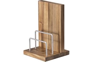 Navaris Blok na noże i uchwyt na deskę do krojenia, drewniany, magnetyczny, bez noży, z drewna akacjowego na blat kuchenny, oszczędność miejsca