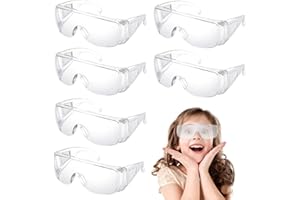 CHDZSW 6 Stück Schutzbrille Transparent Kinder, Schutzbrille Arbeitsschutzbrille, Laborbrille Kratzfeste Linsen Durchsichtigen Anti, Komfortabel und Sicher Für Damen/Herren/Kinder