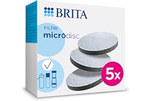 BRITA MicroDisc confezione da 5 - Dischi filtranti di ricambio per bottiglie e borracce filtranti BRITA: riducono PFAS, cloro, microparticelle e altre impurità