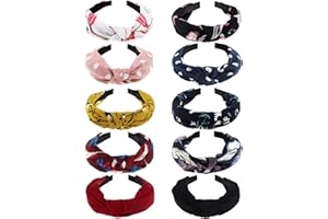 DRESHOW 10 Piezas Diademas de Pelo Anchas Elástica Turbantes Diadema de Nudo Bandas Diadema Para Mujeres y Niñas