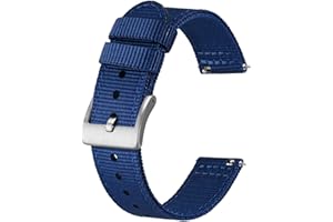 BISONSTRAP Correas de Nailon Militar, Correas de Reloj para Hombres, Liberación Rápida, Hebilla Cepillada, Ancho de Correa 18mm 19mm 20mm 22mm
