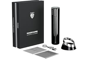 ‎PRESTIGIO Prestigio Maggiore Korkenzieher Elektrischer - Premium Wein Flaschenöffner mit Ladestation - Integrierter Folienschneider - Verpackt in hochwertiger Geschenkbox - Schwarz/Silber