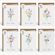 10 Dankeskarten Mit Umschlägen – DIN A6, 300g/m² Papier, Blumendesign, Made In Germany