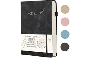 Soul Projekt Journal Intime Adulte Noir, Carnet de Notes, Cadeau Femme en Homme, Bloc Note A5 Ligné, 360 Pages Notebook, Carnet d'écriture Aesthetic, Agenda Scolaire, Cahier A5, Ecriture Livre
