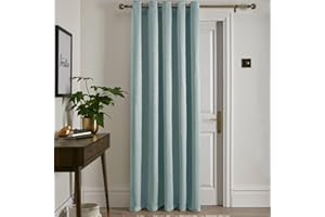 Fusion Duck Egg Blue Eyelet Curtain – W168 x L214cm – 1 Panel – Thermal Cotton Drape for Bedroom, Living Room & Door – Strata Collection – Window Furnishing
