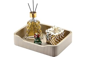 KINGFOM Leather Valet Tray, Perfume Jewellery Key Tray, Small Decorative Tray for Bathroom, Bedside, Coffee Table - Key Bowl for Hallways (Beige)