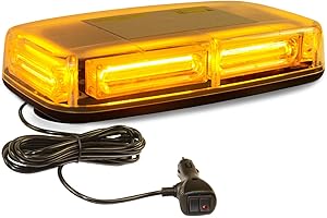 Esoldnic 6-COB LED Flashing Beacon Light, 10.8 inch High Intensity Emergency Safety Warning Lights, 12-12V Roof Strobe Beacon Light Bar with Strong Magnetic Bases for Vehicle Trailer Truck SUV (Amber)